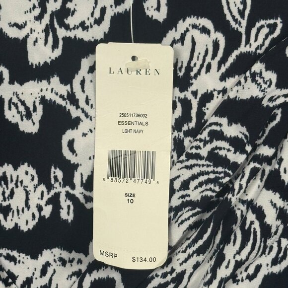 Lauren Ralph Lauren Dress Floral Print Cowl Neck Light Navy Stretch Size 10 NWT - Picture 10 of 10